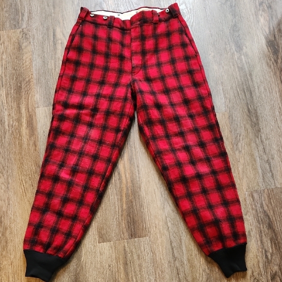 Vintage 60's Woolrich Wool Hunting Pants Buffalo Plaid Fully Lined Mens 34x31 - Picture 1 of 7
